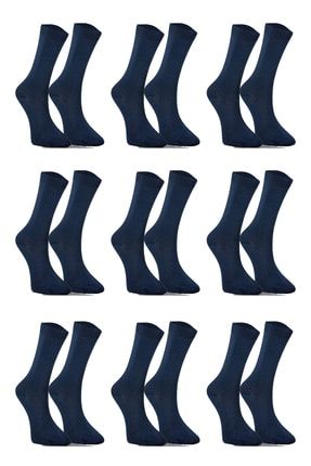 9'lu Erkek Lacivert Pamuklu Dikişsiz Soket Çorap 12521