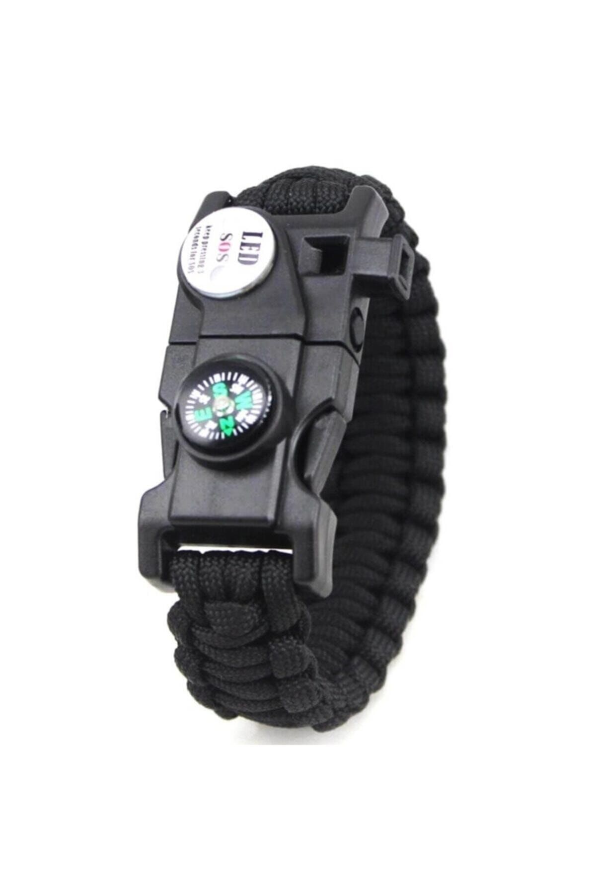 FORMULA X 19'u 1 Arada Led Işıklı Survival Paracord Bileklik Siyah CR8969