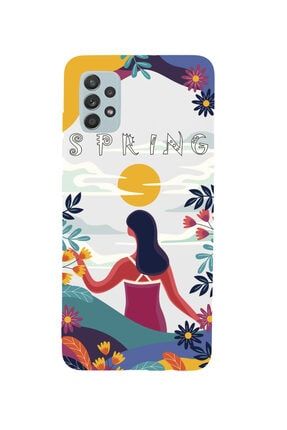 Samsung A52 Spring Tasarımlı Premium Silikonlu Lansman Beyaz Telefon Kılıfı BCSMSA52SPRNG