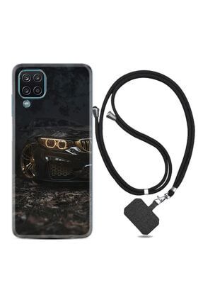 Samsung Galaxy M12 Kılıf Silikon Ipli Boyun Askılı Desenli Black Car 1768 m12plixxxfozel12