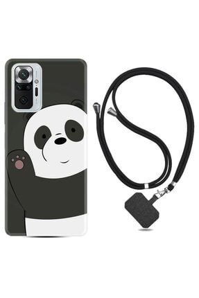 Xiaomi Redmi Note 10 Pro Kılıf Silikon Ipli Boyun Askılı Desenli Hello Panda 1709 note10proplixxxfozel8