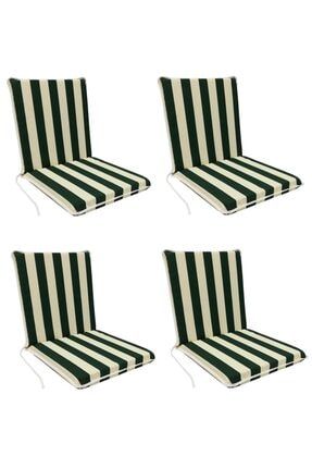 Sandalye Minderi Arkalıklı Lastikli Fermuarlı Süngerli-4 Adet(yeşil-beyaz)yıkanabilir PRA-5224992-0070