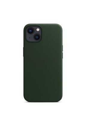 Iphone 13 Uyumlu Magsafe Özellikli Deri Kılıf Koyu Yeşil 13dmsk