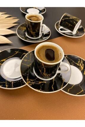 Siyah Mermer Desenli 6'lı Porselen Fincan Seti Coffea-560 COFFEA-560