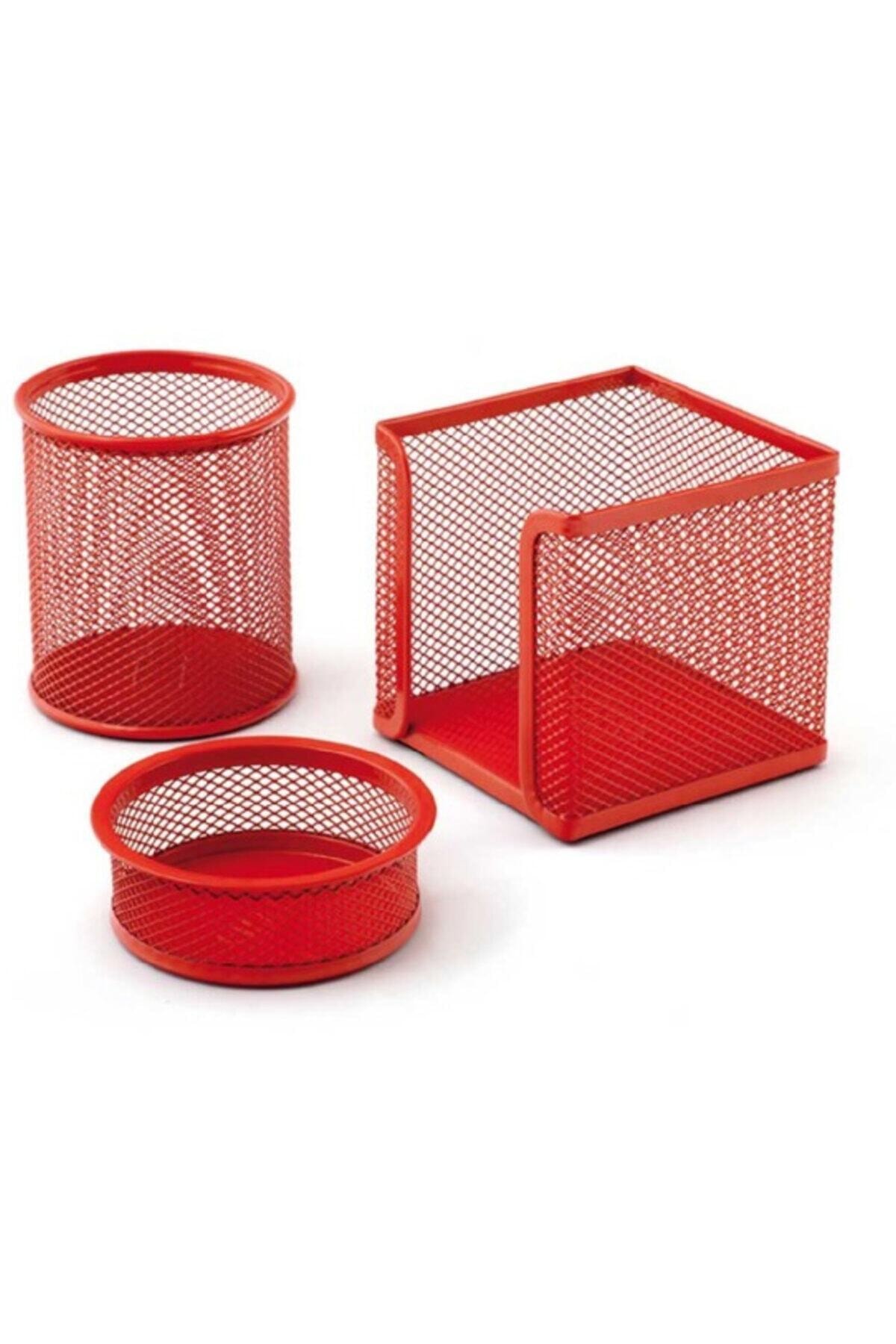 Genel Markalar Perfore 3 Lü Kırmızı Metal Masa Üstü Seti
