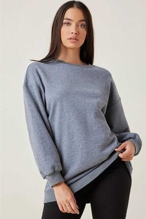 Kadın Gri Basic Sweatshirt Mg806 MG806