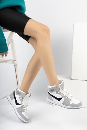 Beyaz - Unisex Uzun Sneakers 8070-1