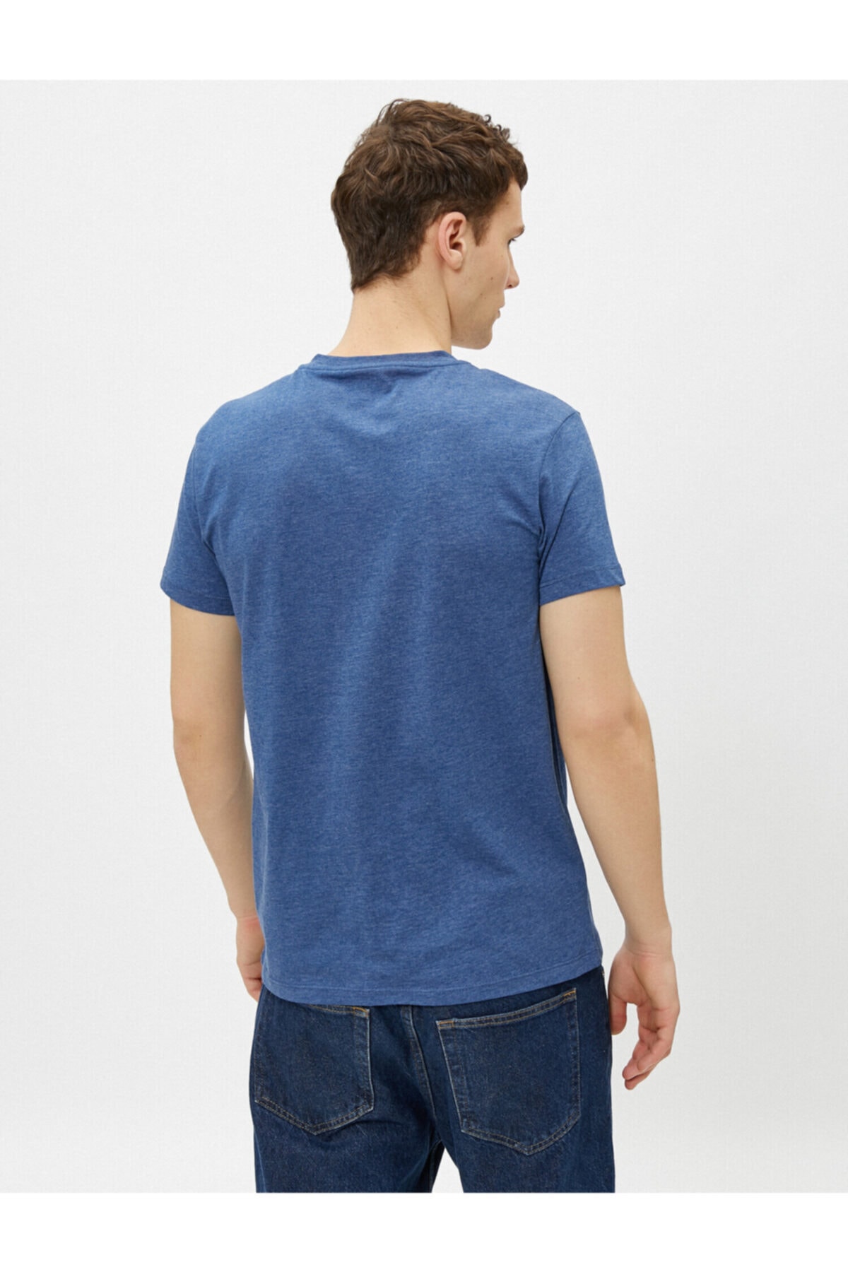 تیشرت مردانه آبی سرمه ای کوتون | 1YAM12324LK اورجینال - تصویر 4