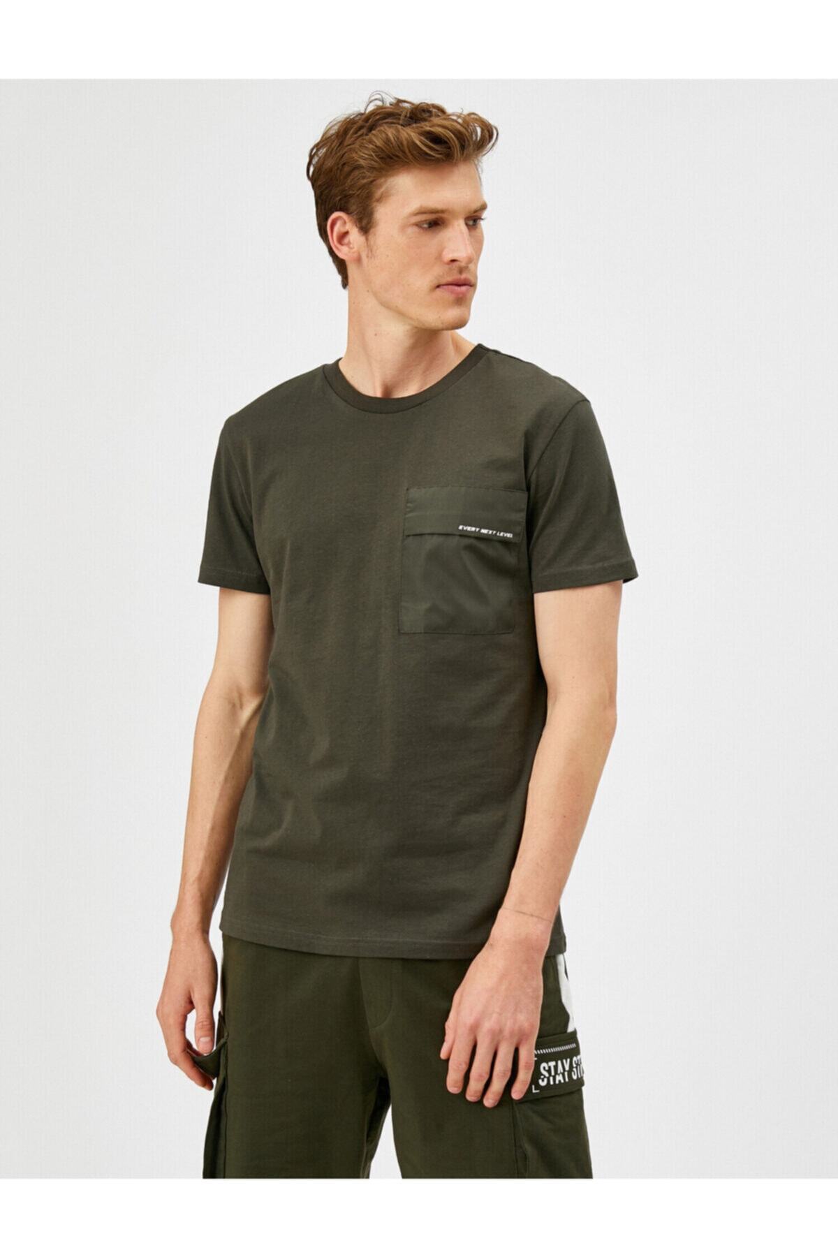 تیشرت مردانه سبز کوتون | 1YAM11761LK اورجینال - تصویر 3
