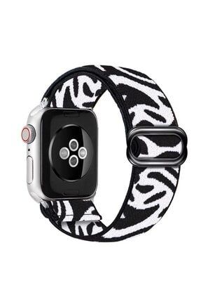 Apple Watch Uyumlu Zebra Kordon 42/44/45 Mm Uyumlu tknbnd-mkB