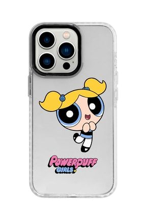 Iphone 13 Pro Beyaz Kenarlı Anti Shock Powerpuff Girls Desenli Telefon Kılıfı IP13PANTI-166