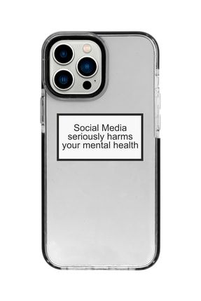 Iphone 13 Promax Siyah Kenarlı Anti Shock Social Media Desenli Telefon Kılıfı IP13PMANTI-025
