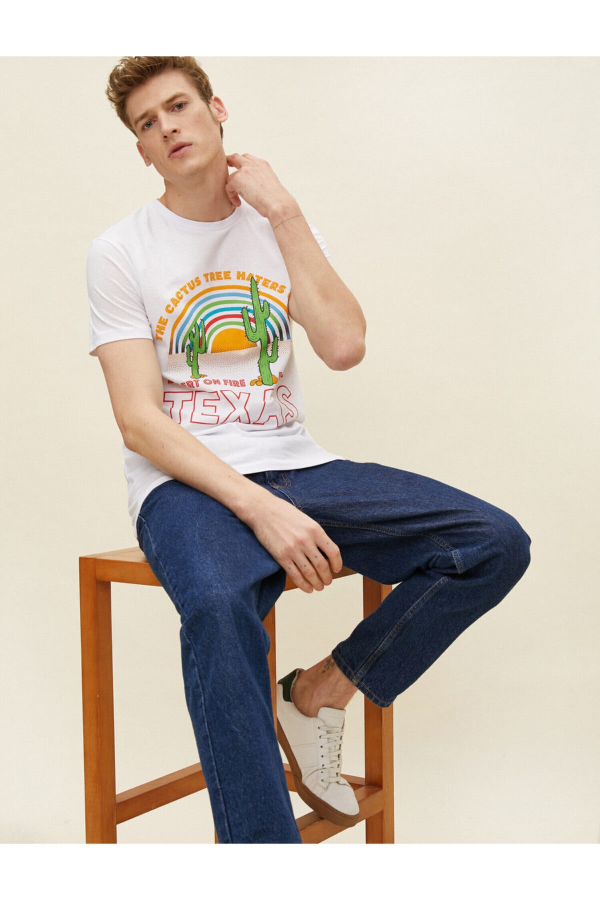 تیشرت مردانه سفید کوتون | 1YAM11671MK اورجینال - تصویر 2