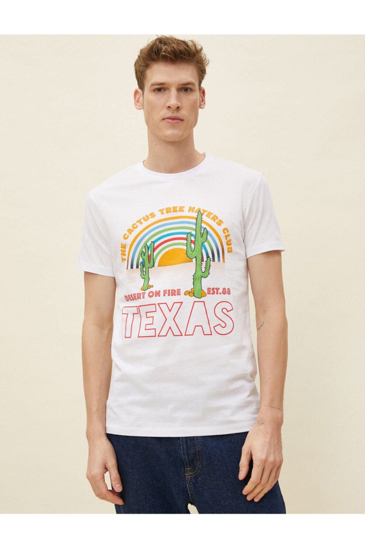 تیشرت مردانه سفید کوتون | 1YAM11671MK اورجینال - تصویر 3