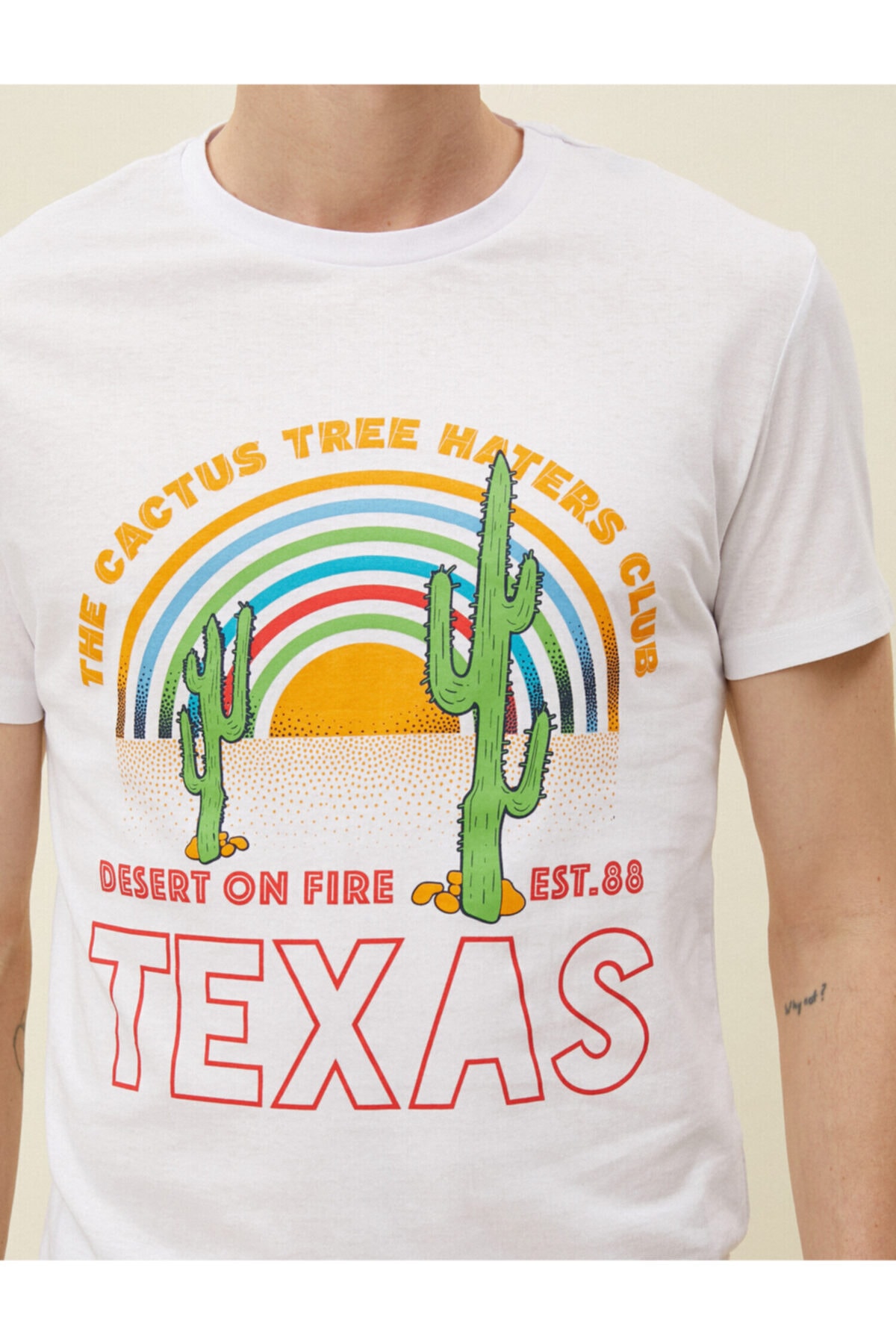 تیشرت مردانه سفید کوتون | 1YAM11671MK اورجینال - تصویر 5