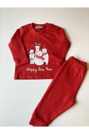 Yeni Yıl Family Kırmızı Pijama Noel Konseptli Takım TYC00308697576