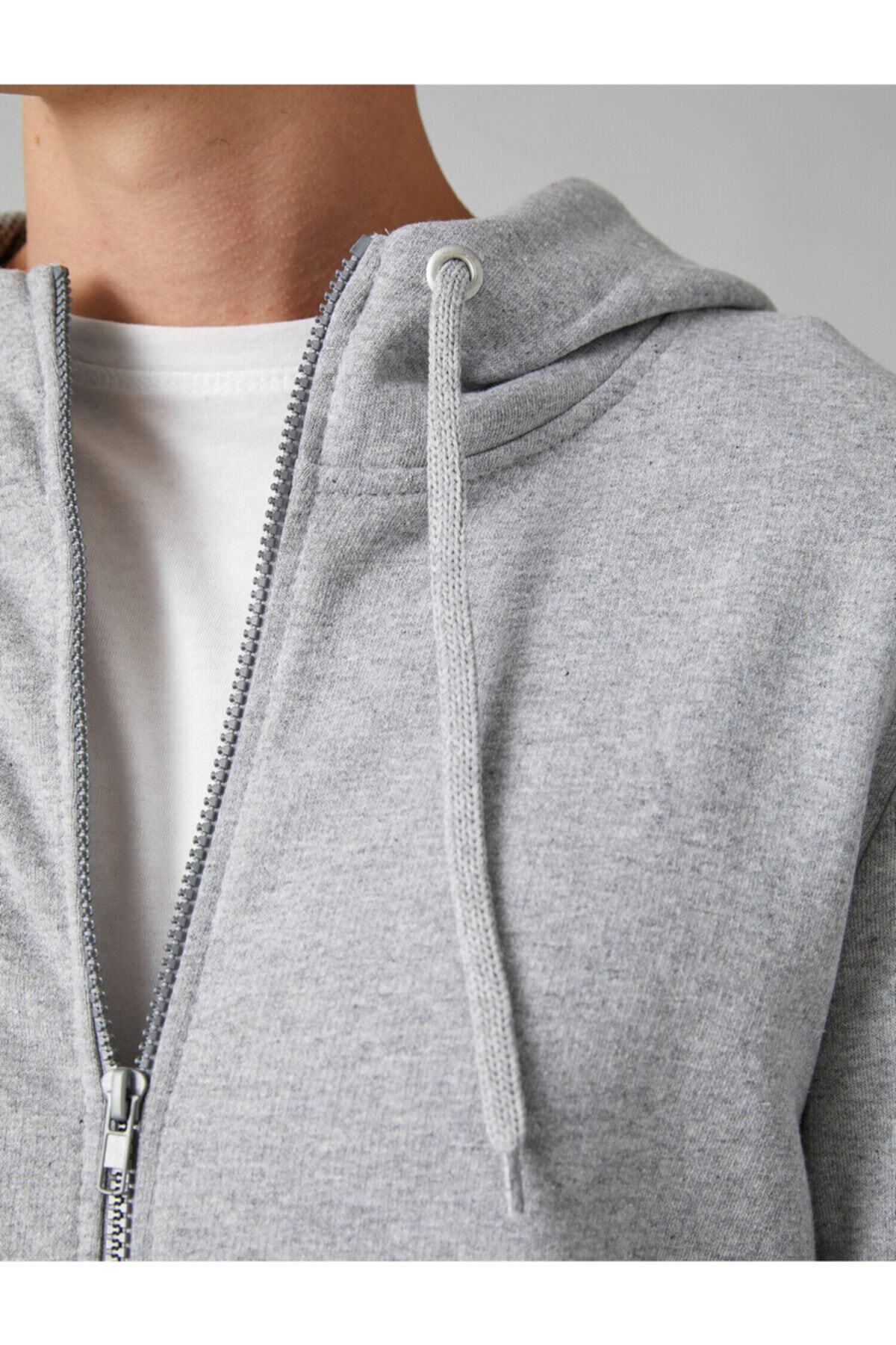 سویشرت مردانه خاکستری کوتون | 1KAM71087LK اورجینال - تصویر 6