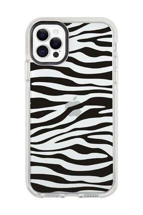 Iphone 11 Pro Beyaz Kenarlı Anti Shock Zebra -2 Desenli Telefon Kılıfı IP11PANTI-181