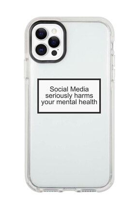 Iphone 11 Pro Beyaz Kenarlı Anti Shock Social Media Desenli Telefon Kılıfı IP11PANTI-025