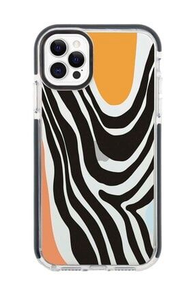 Iphone 11 Pro Siyah Kenarlı Anti Shock Zebra Art Desenli Telefon Kılıfı IP11PANTI-252