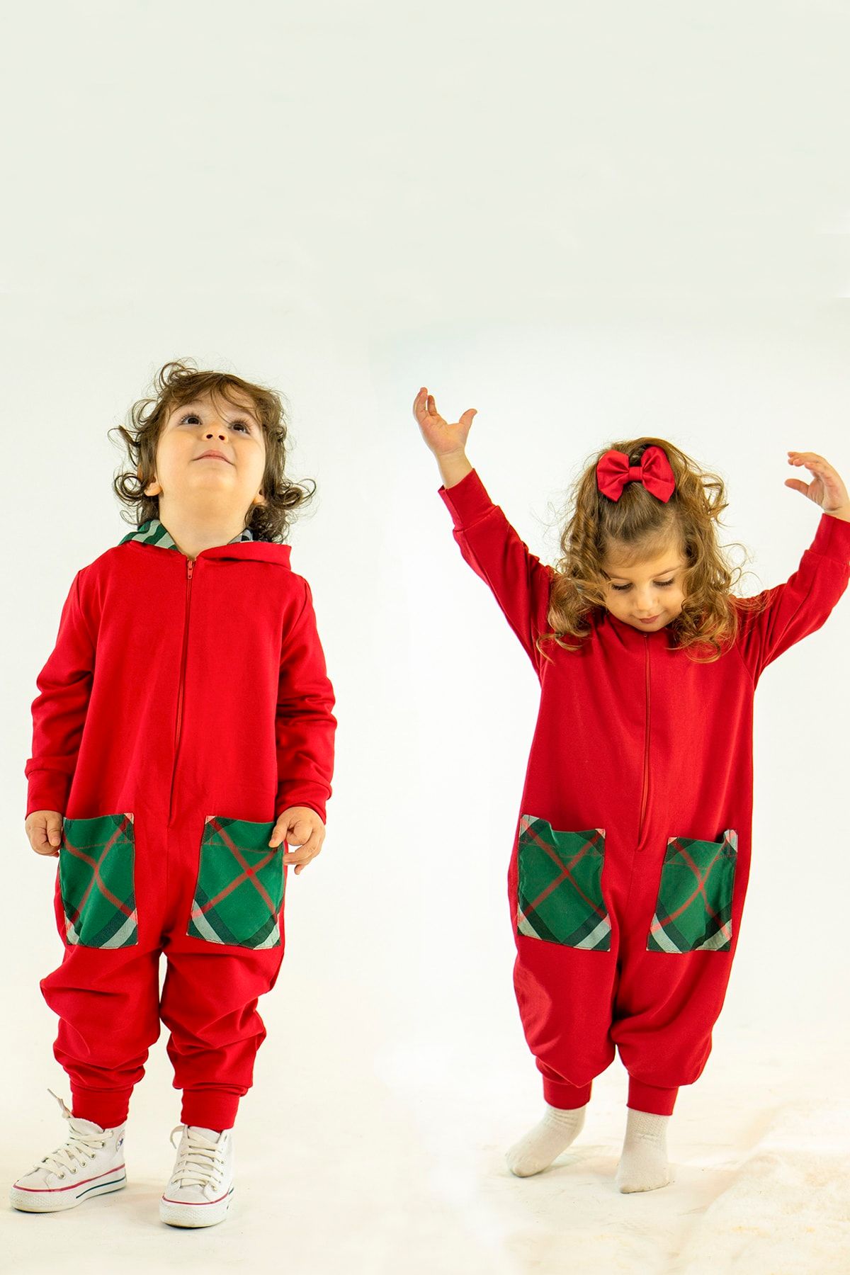 Red hooded jumpsuit store