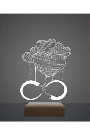 3D Sevgiliye Kalpli Sonsuzluk Lamba Pleksiglas 16 Renk 3DD-11