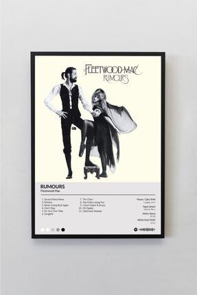 Fleetwood Mac Rumours Albümü Siyah Çerçeveli Spotify Barkodlu Albüm Poster Tablo FMACRM00001