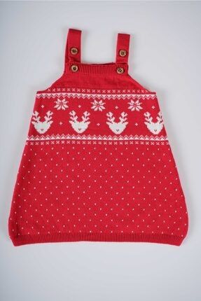 Yeni Sezon Yılbaşı Noel New Year Konsept Kırmızı Bebek Salopet Elbise MNKKDS-1641