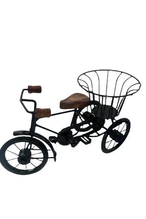 Nostaljik Masa Üstü Dekoratif Sepetli Ve 3 Tekerlekli Metal Bisiklet TYC00312096864