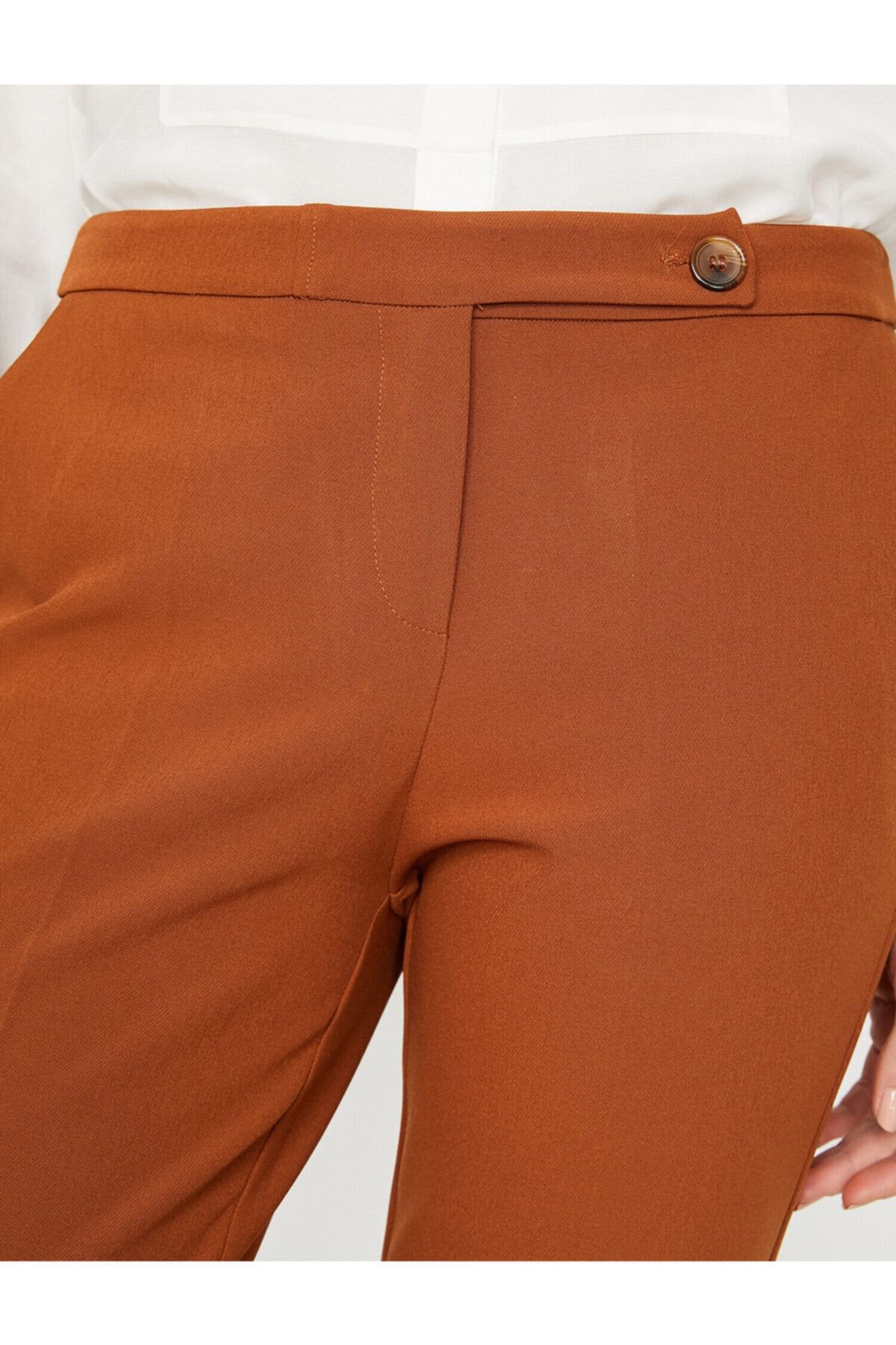 Koton-Pantaloni de damă, maro, cu talie normală, cu buzunare, cu croi subțire 9YAK42622UW 6