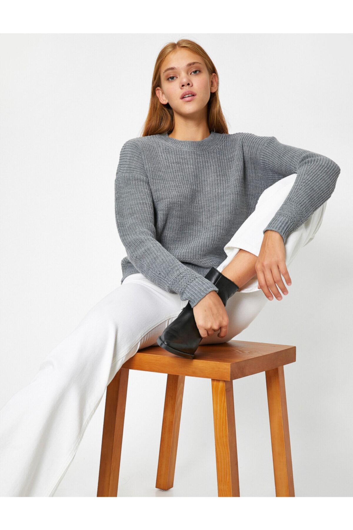 Koton Pullover Grau Relaxed Fit Fast ausverkauft