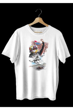 Unisex Formula 1 Max Verstappen Baskılı Beyaz T-shirt BB1326