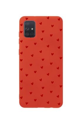 Samsung A71 Minik Kalpler Slience Premium Silikonlu Lansman Kırmızı Telefon Kılıfı BCSMSA71MNKKLPLER