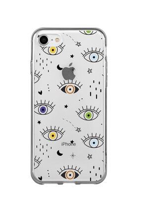 Iphone 8 Renkli Gözler Şeffaf Telefon Kılıfı BCIPH8SEFRNKLGZLR