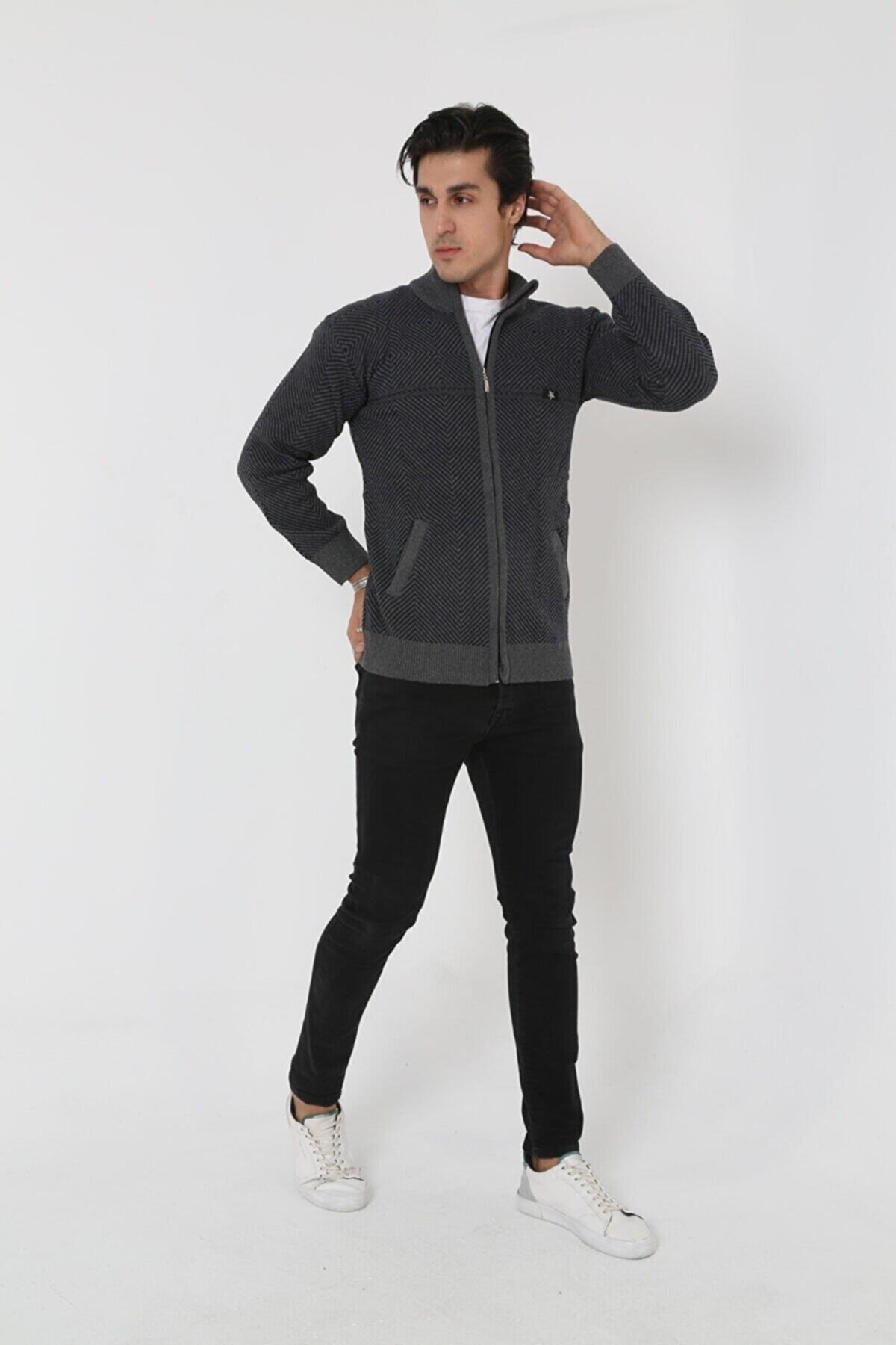 m modası-Men's Middle Age and Above Knitwear Knitted King and Father Cardigan 3