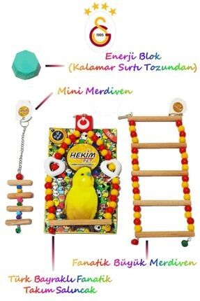 Fanatik Takım Galatasaray Salıncak+büyük Merdiven+ Enerji Blok+ Mini Merdiven Kuş Oyuncağı Seti GSBMGAEM