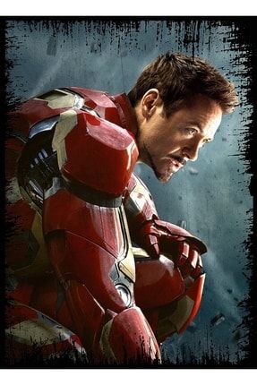 Ahşap Tablo Iron Man Demir Adam Tony Stark 35cmx50cm heybe13511234