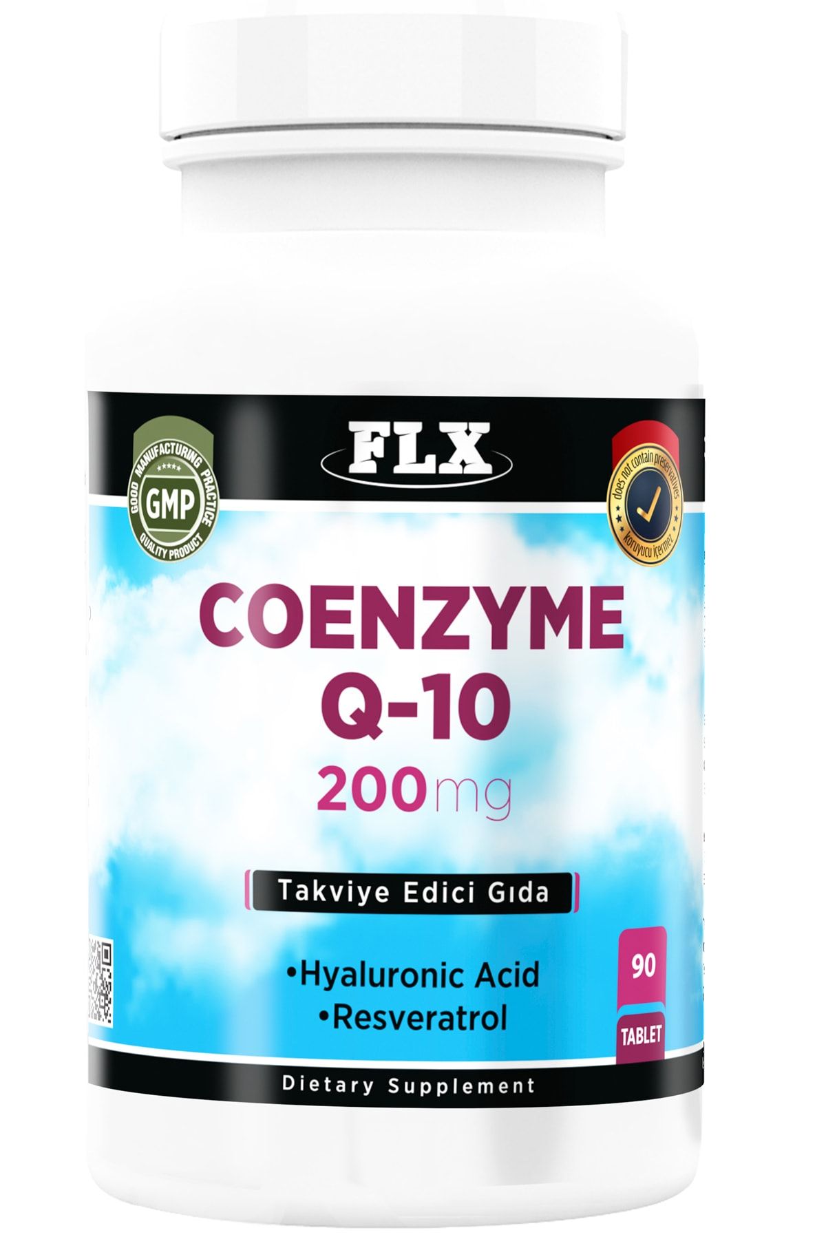 FLX Coenzyme Q-10 Koenzim 200 mg Hyoluronic Acid Resveretrol 90 Tablet