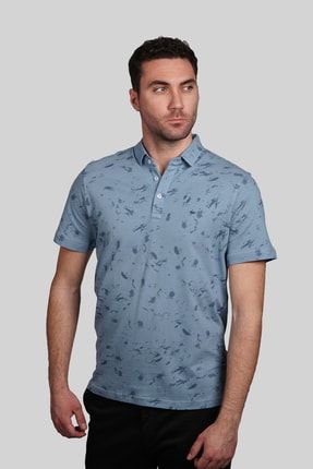Erkek Açık Mavi Modern Fit Polo Yaka T-shirt 171721220M