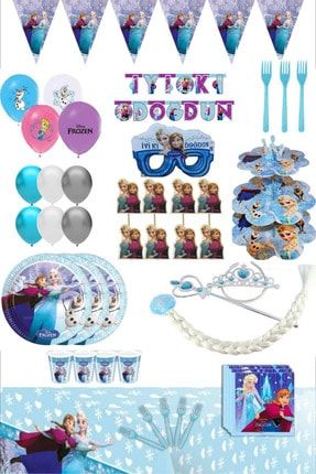Frozen Elsa Lüks 24 Kişilik Elsa Doğum Günü Seti RESTPARTİ-FL003