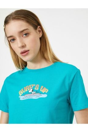 Kadın Snoopy Lisansli Baskili T-shirt 0YAL18162IK