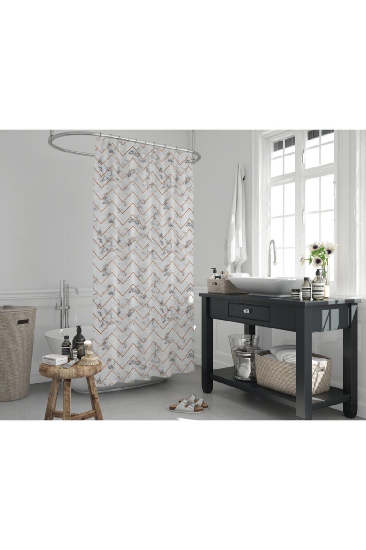 Zethome 1x180x200 Perdeau Pentru Cabină De Duș Cadou Inel Cu O Singură Aripă - 5705 - Mărime unică