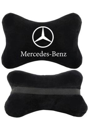 Mercedes S320 Amg Oto Koltuk Boyun Yastığı Papyon Yastık 2 Adet Mercedes Logolu Siyah Y-Mercedes-Yastık-67