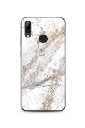 Beyaz Mermer Tasarımlı Süper Şeffaf Silikon Telefon Kılıfı Huawei P Smart (2019) psmart2019trdn1076mermer