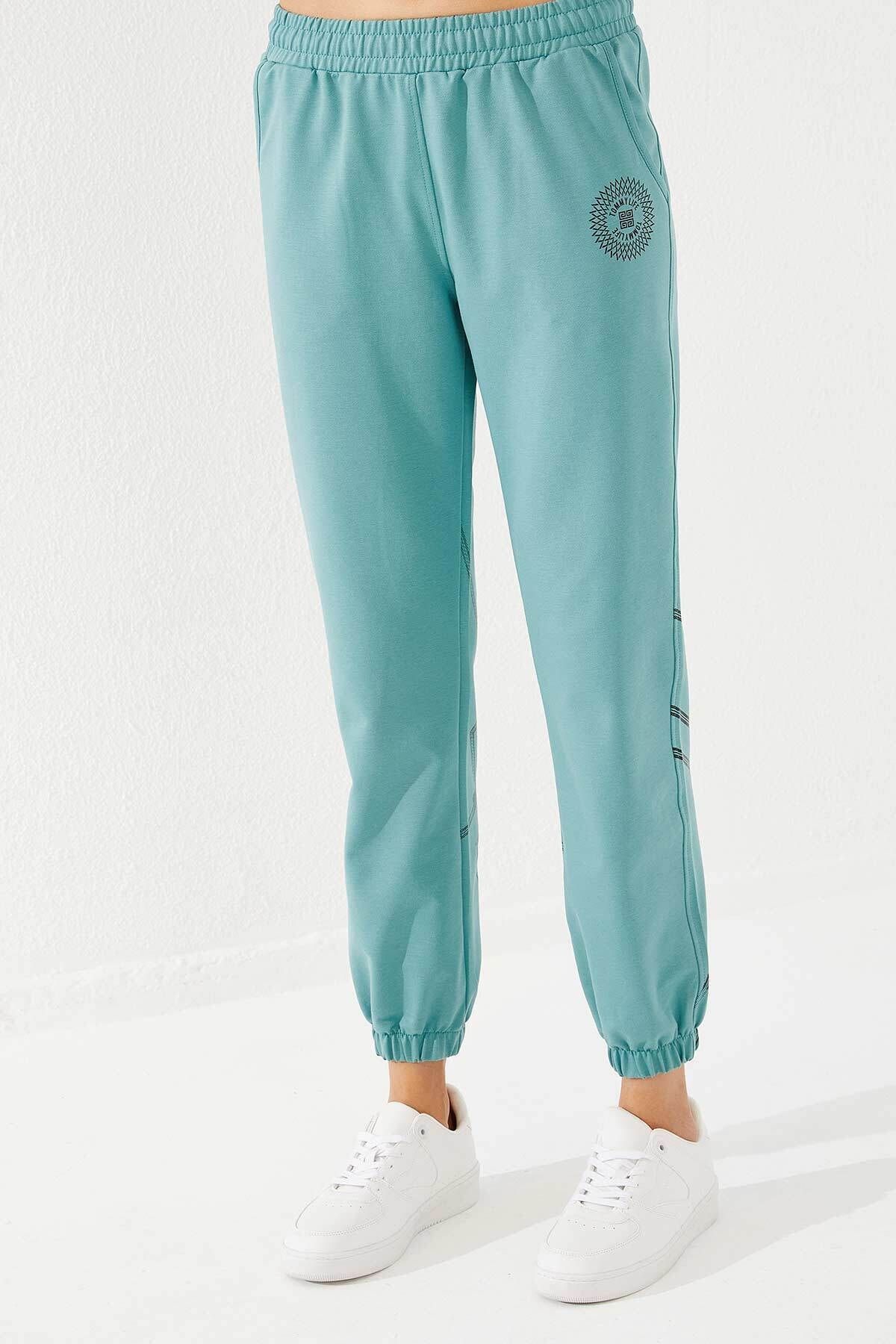 Tommy Life Matte Press Printed Mint Green Elastic Leg Women s