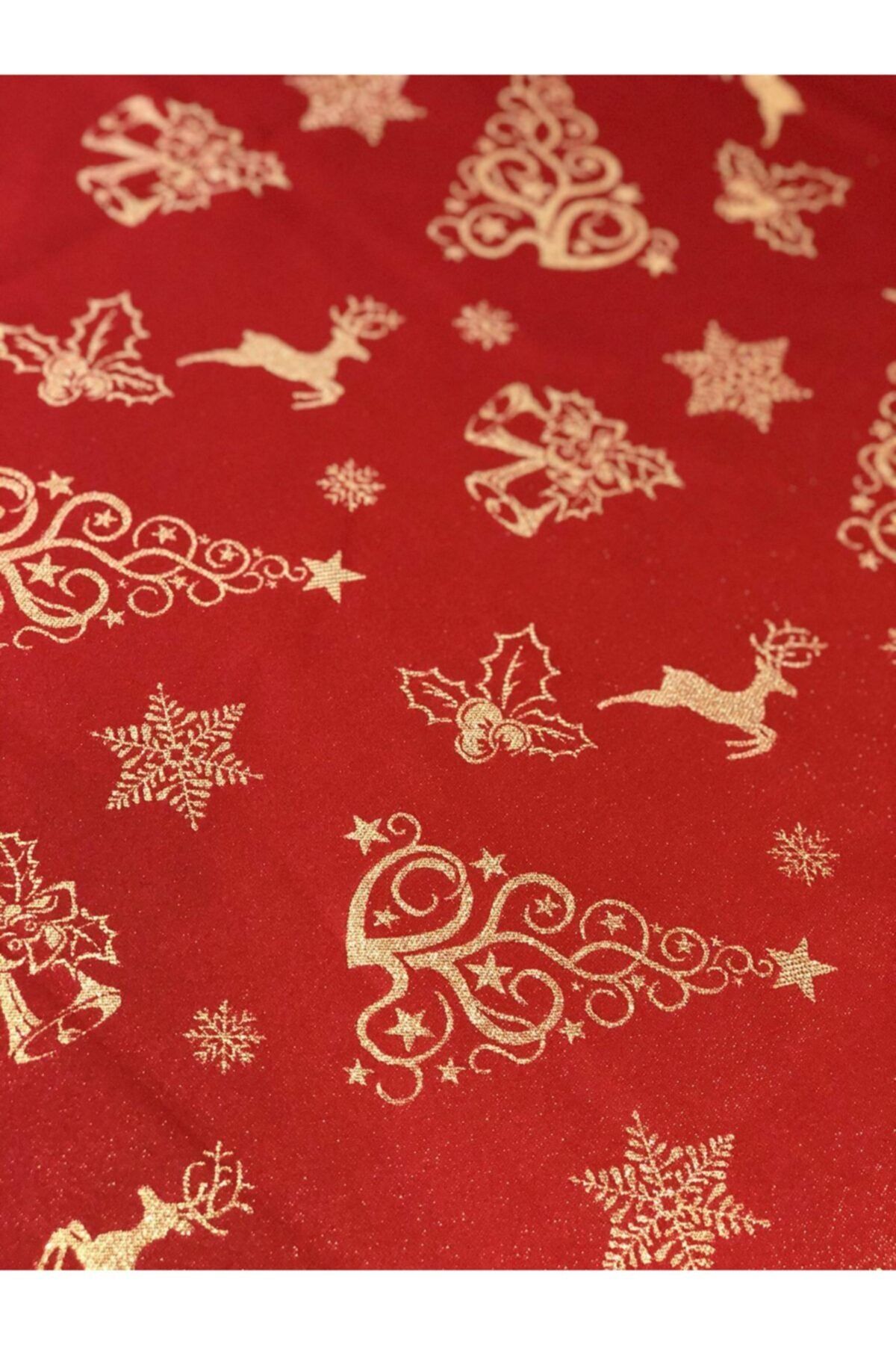ÇIRPAN EV-Red Gold Snowflake Pattern Tablecloth 4