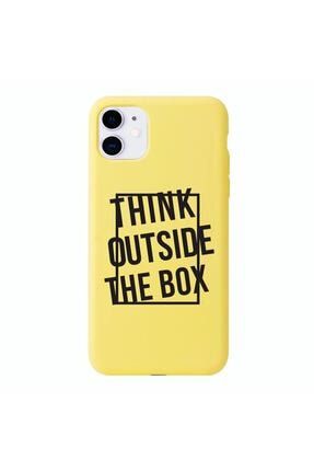 Iphone 11 Think Outside The Box Desenli Sarı Silikonlu Kılıf MCIPH11THINK