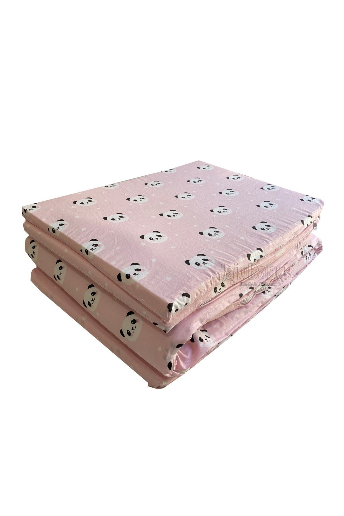 Jaju Baby 60x120 Pembe Panda Montessori/beşik Bebek Kenar Koruma