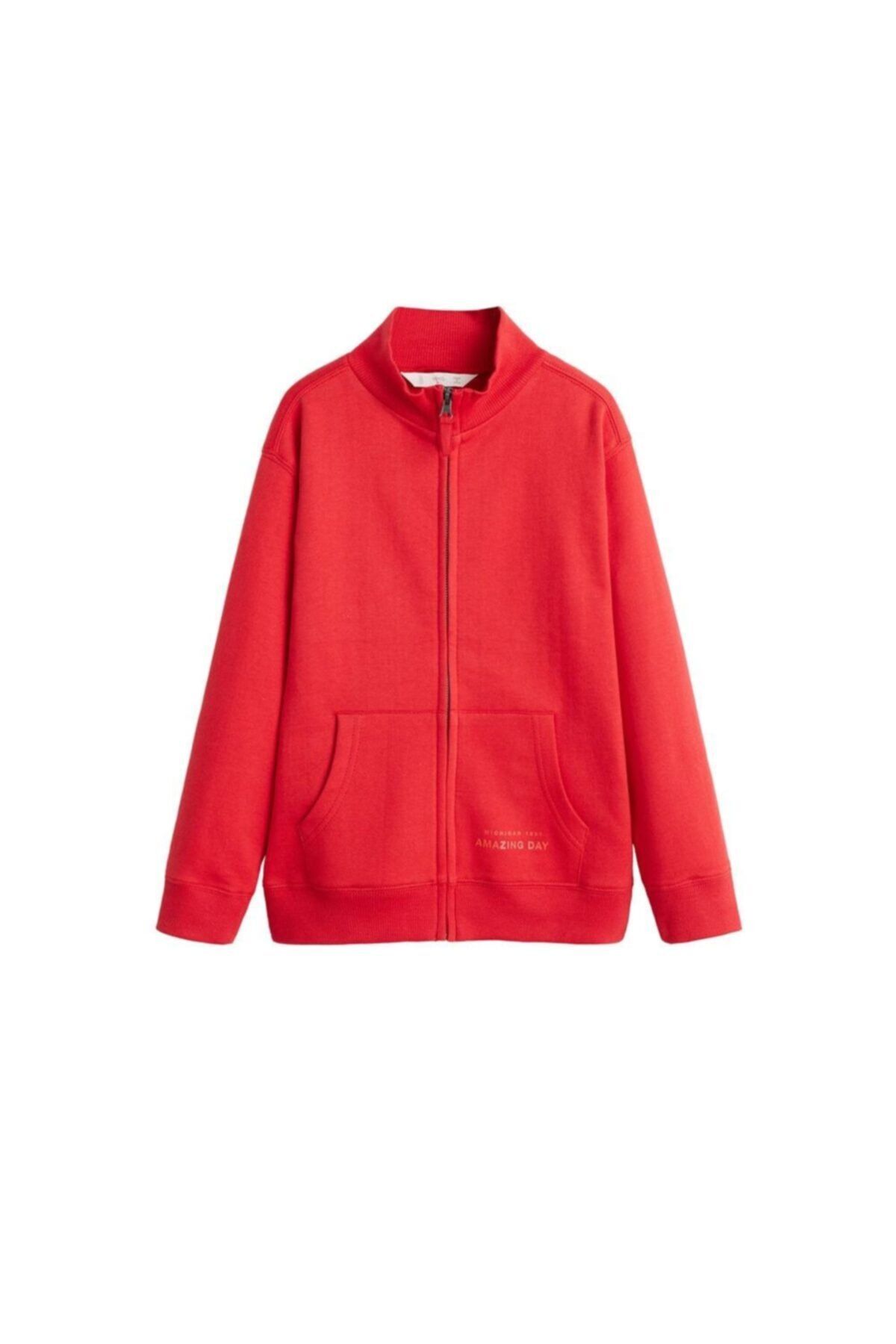 Kırmızı Erkek Çocuk Kabartma Yazılı Sweatshirt 53063760