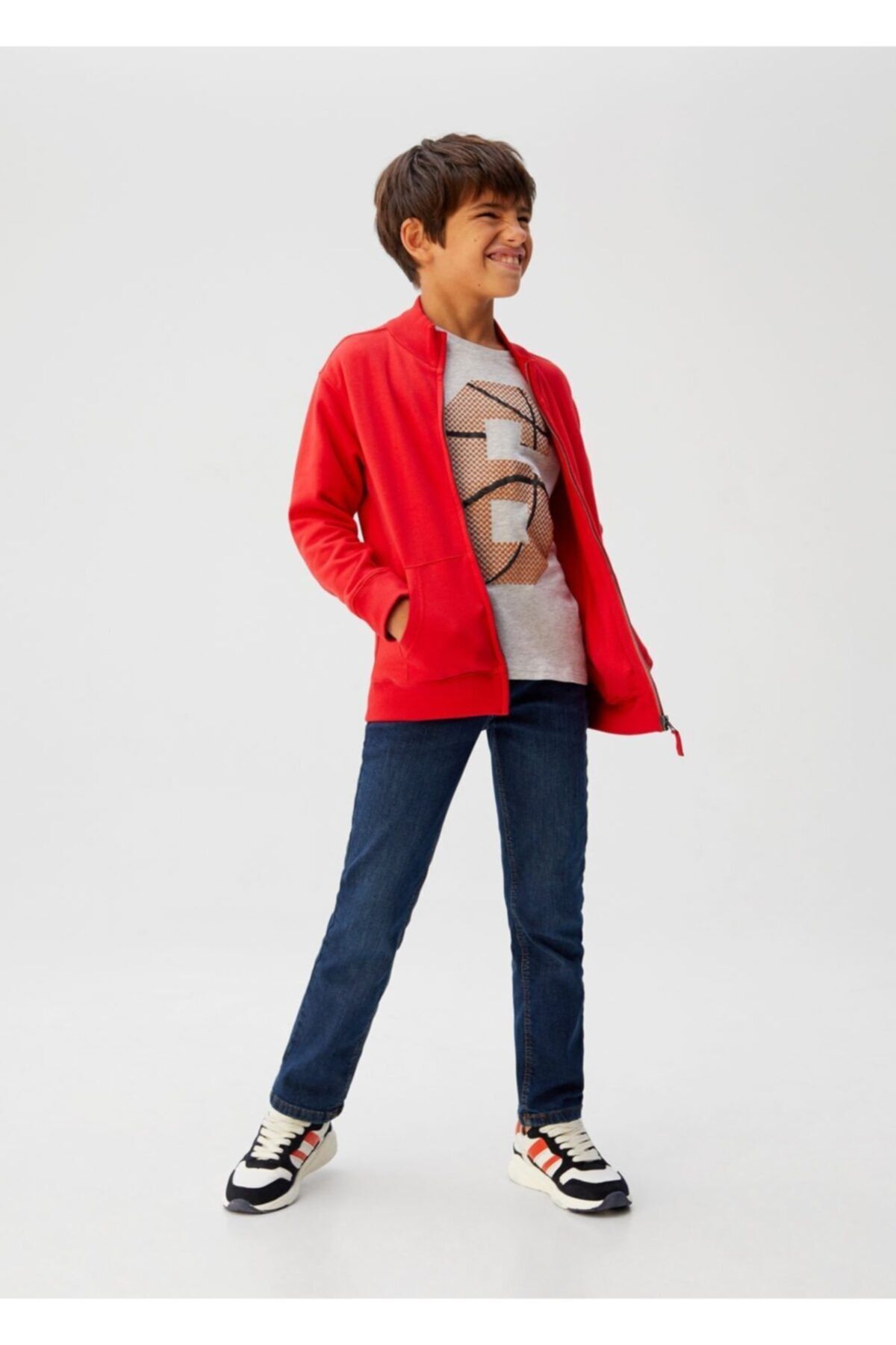 Kırmızı Erkek Çocuk Kabartma Yazılı Sweatshirt 53063760